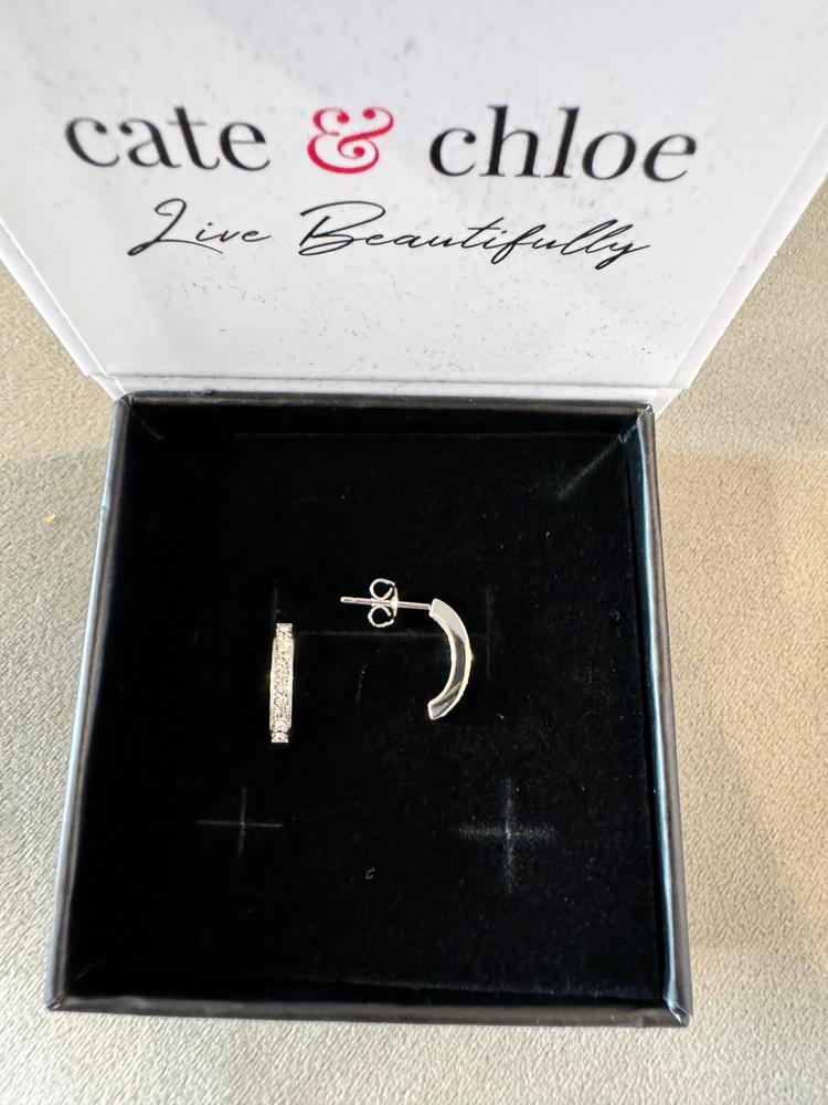 Erin Adored 18k White Gold Plated Half Hoop Earrings with Crystals - Customer Photo From NayanC