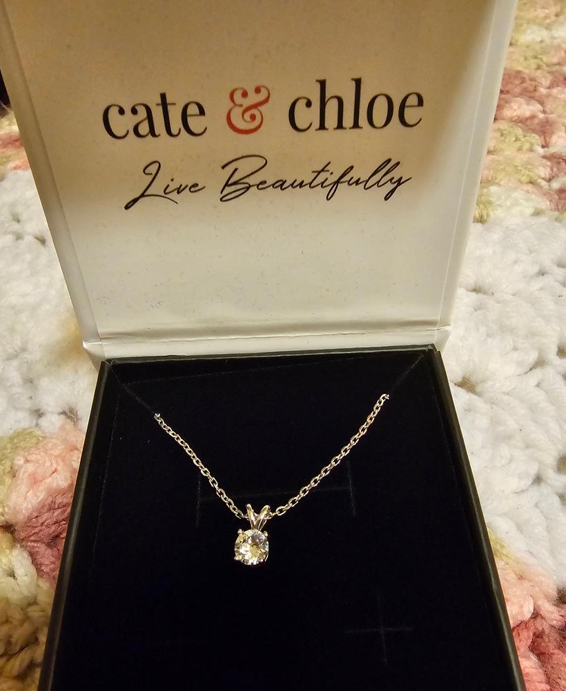 Faye 18k White Gold Plated Solitaire Necklace Simulated Diamond Crystal - Customer Photo From A.H.