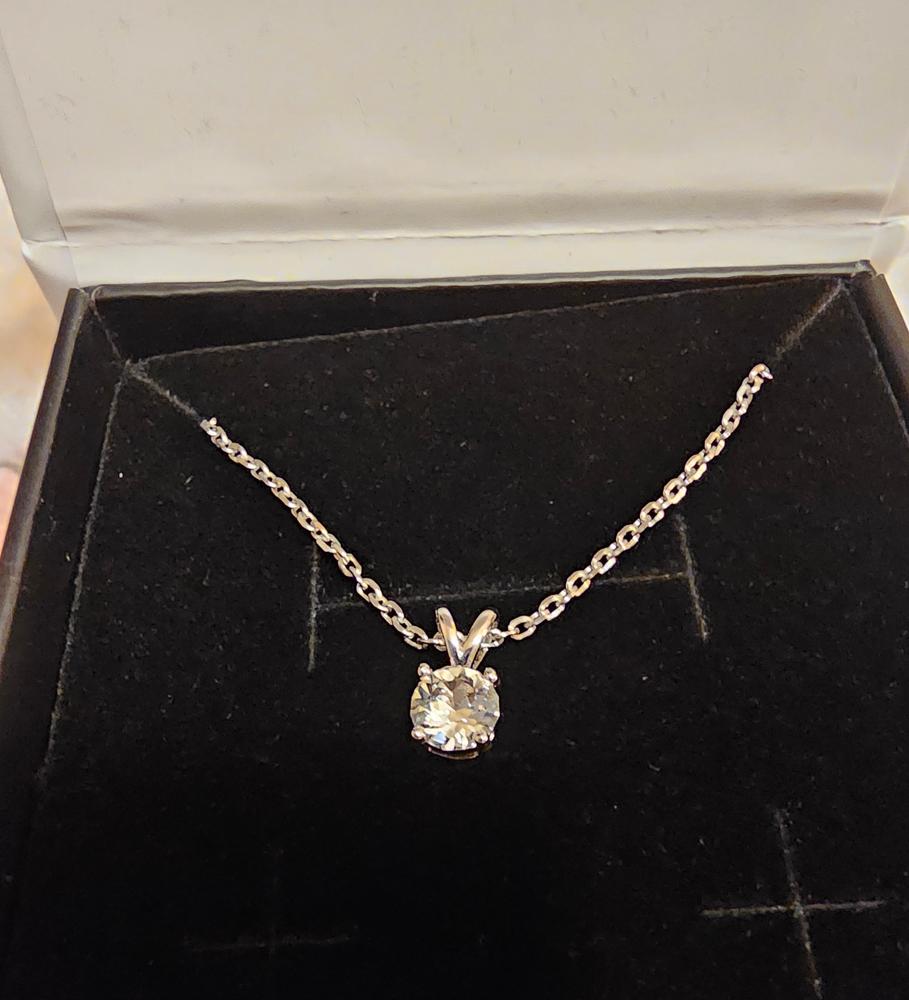 Faye 18k White Gold Plated Solitaire Necklace Simulated Diamond Crystal - Customer Photo From A.H.