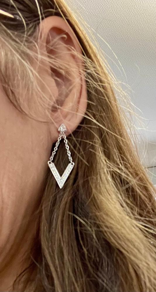 Francesca "Incredible" 18k White Gold Plated Drop Earrings with Swarovski Crystals - Customer Photo From CindyS