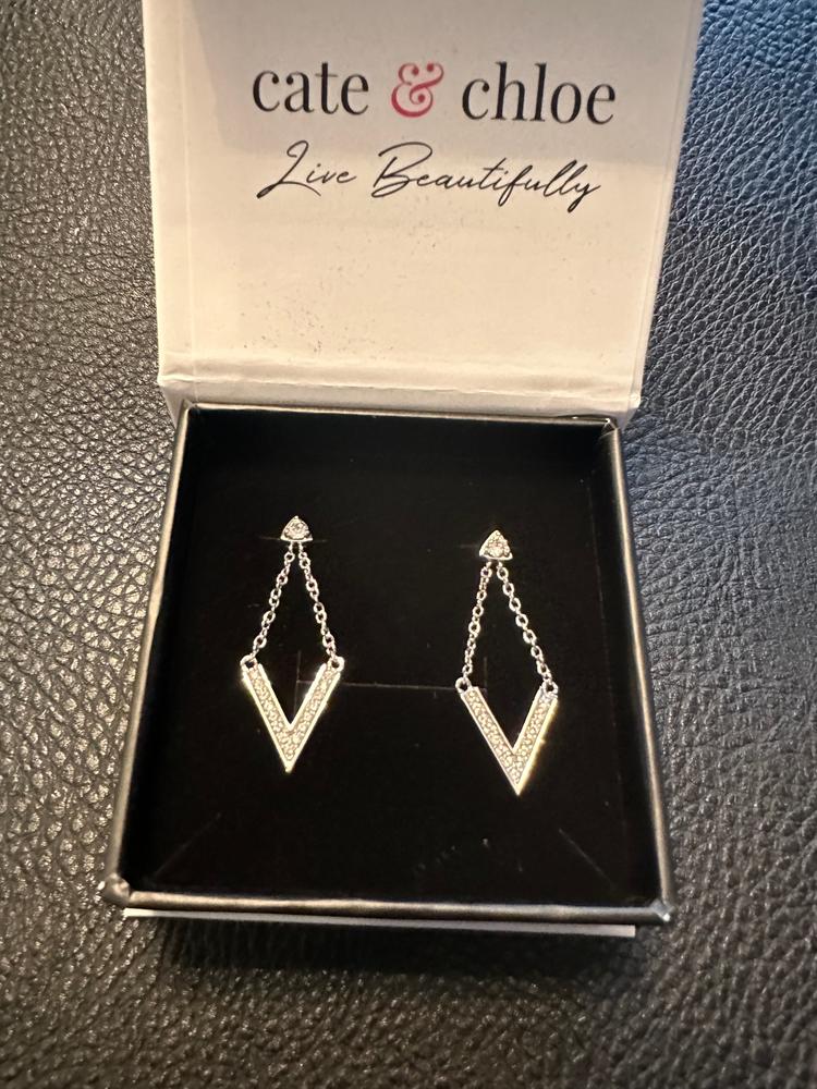 Francesca "Incredible" 18k White Gold Plated Drop Earrings with Swarovski Crystals - Customer Photo From Andrea C.