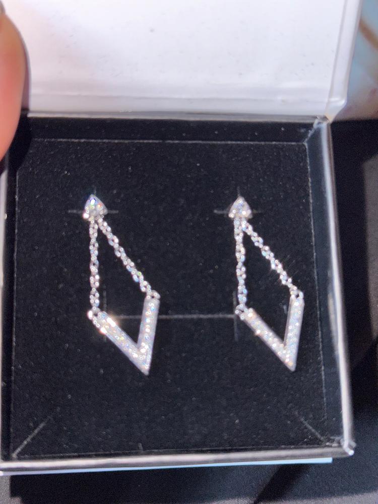 Francesca "Incredible" 18k White Gold Plated Drop Earrings with Swarovski Crystals - Customer Photo From Kathy H.