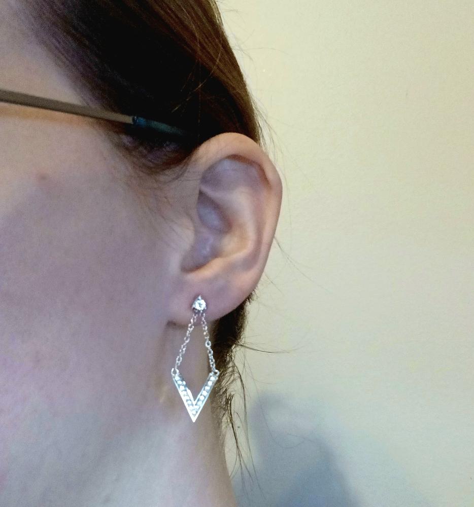 Francesca "Incredible" 18k White Gold Plated Drop Earrings with Swarovski Crystals - Customer Photo From Abby