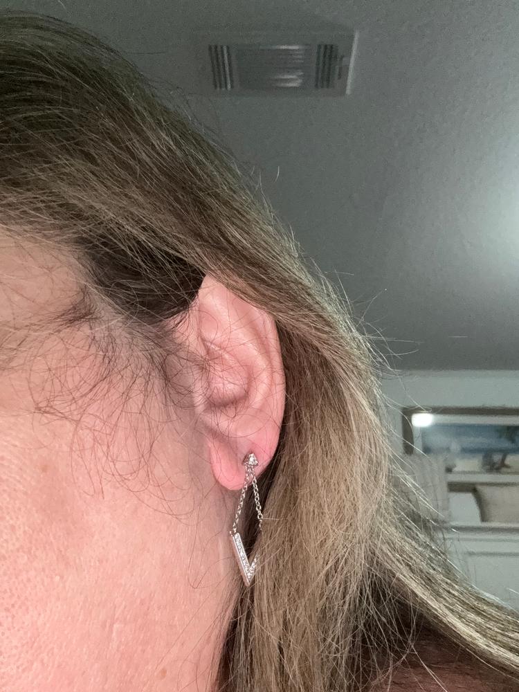 Francesca "Incredible" 18k White Gold Plated Drop Earrings with Swarovski Crystals - Customer Photo From MiddleburgMommaM