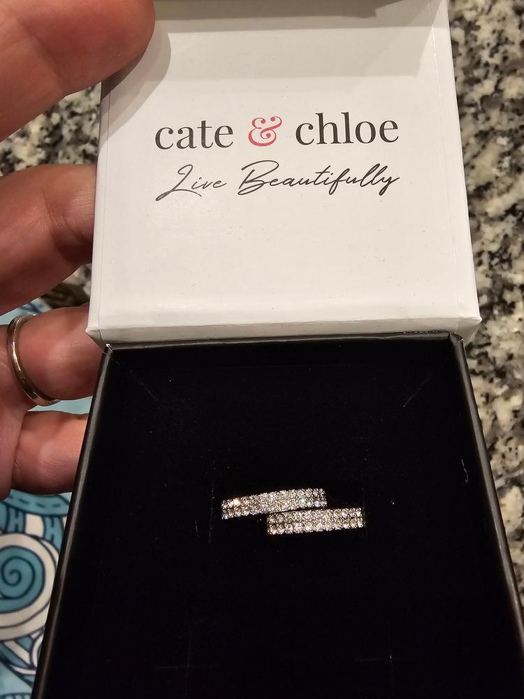 Grace 18k White Gold Plated Hoop Earrings with Round Cut Crystals - Customer Photo From Hollie H.