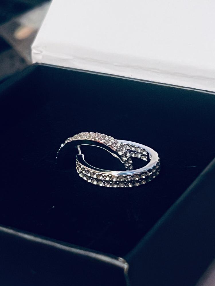 Grace 18k White Gold Plated Hoop Earrings with Round Cut Crystals - Customer Photo From Miranda p.