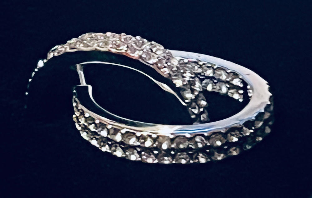 Grace 18k White Gold Plated Hoop Earrings with Round Cut Crystals - Customer Photo From Miranda p.