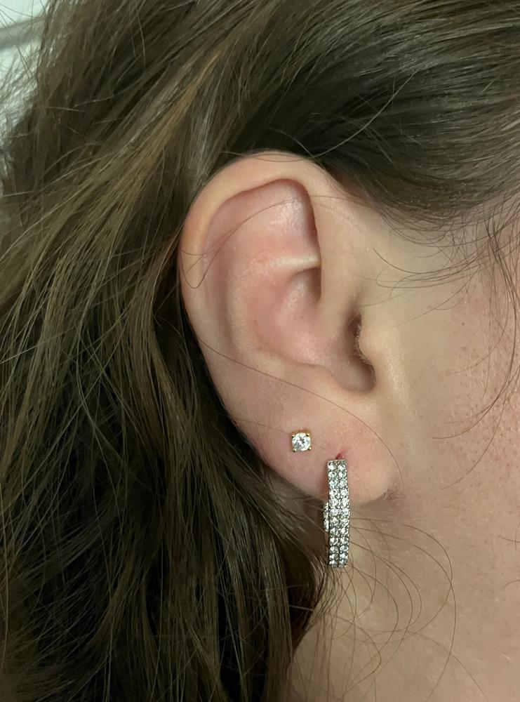 Grace 18k White Gold Plated Hoop Earrings with Round Cut Crystals - Customer Photo From VicA