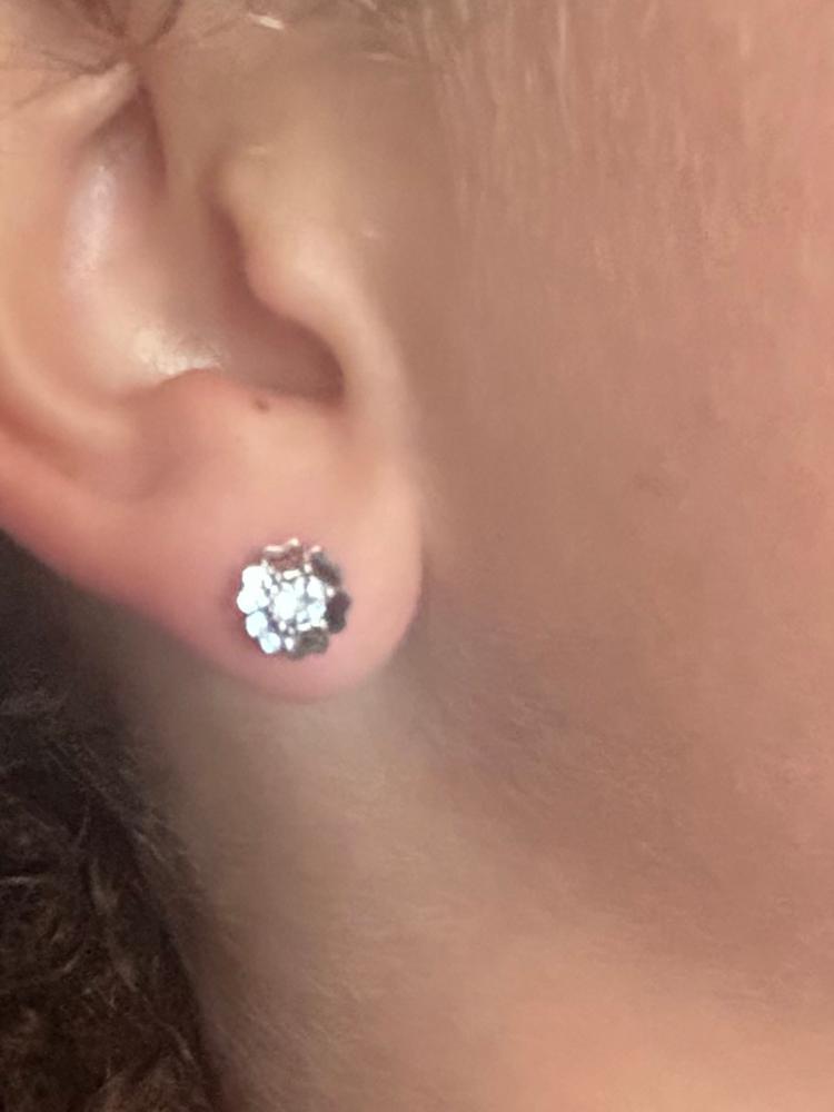 Khloe 18k White Gold Heart Stud Earrings with Round Cut Crystals - Customer Photo From C.Garrett