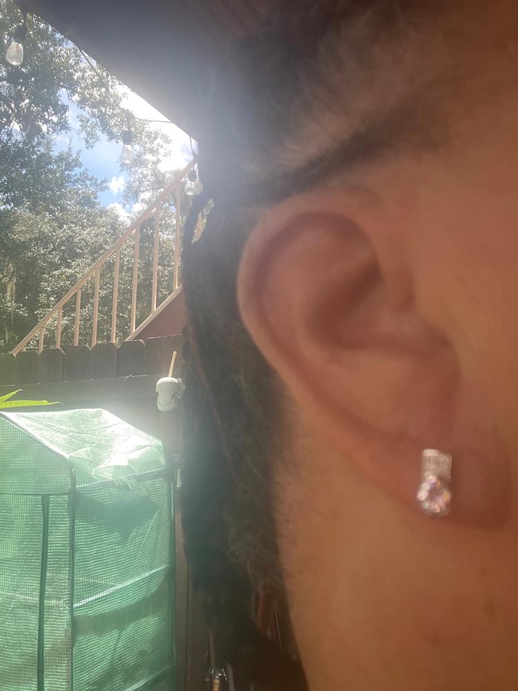 Laya 18k White Gold Plated Stud Earrings with Crystals - Customer Photo From Milah R.