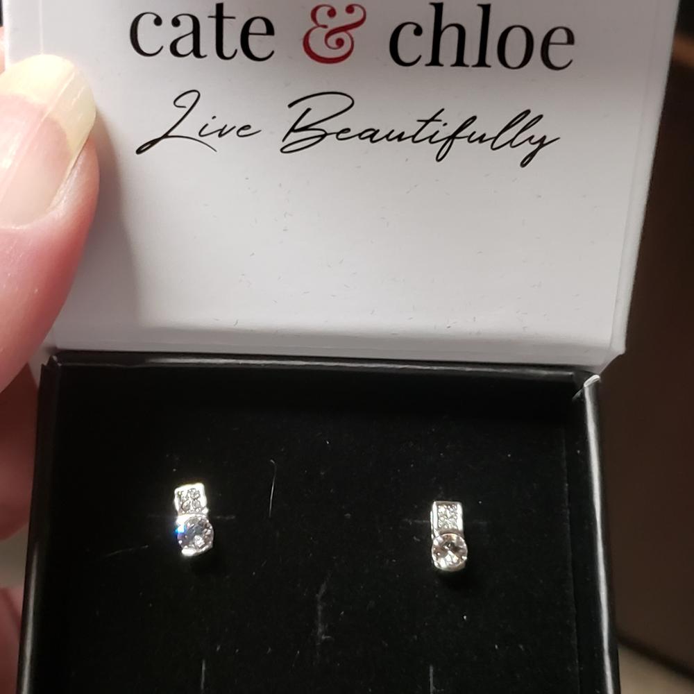 Laya 18k White Gold Plated Stud Earrings with Crystals - Customer Photo From Bonnie G.