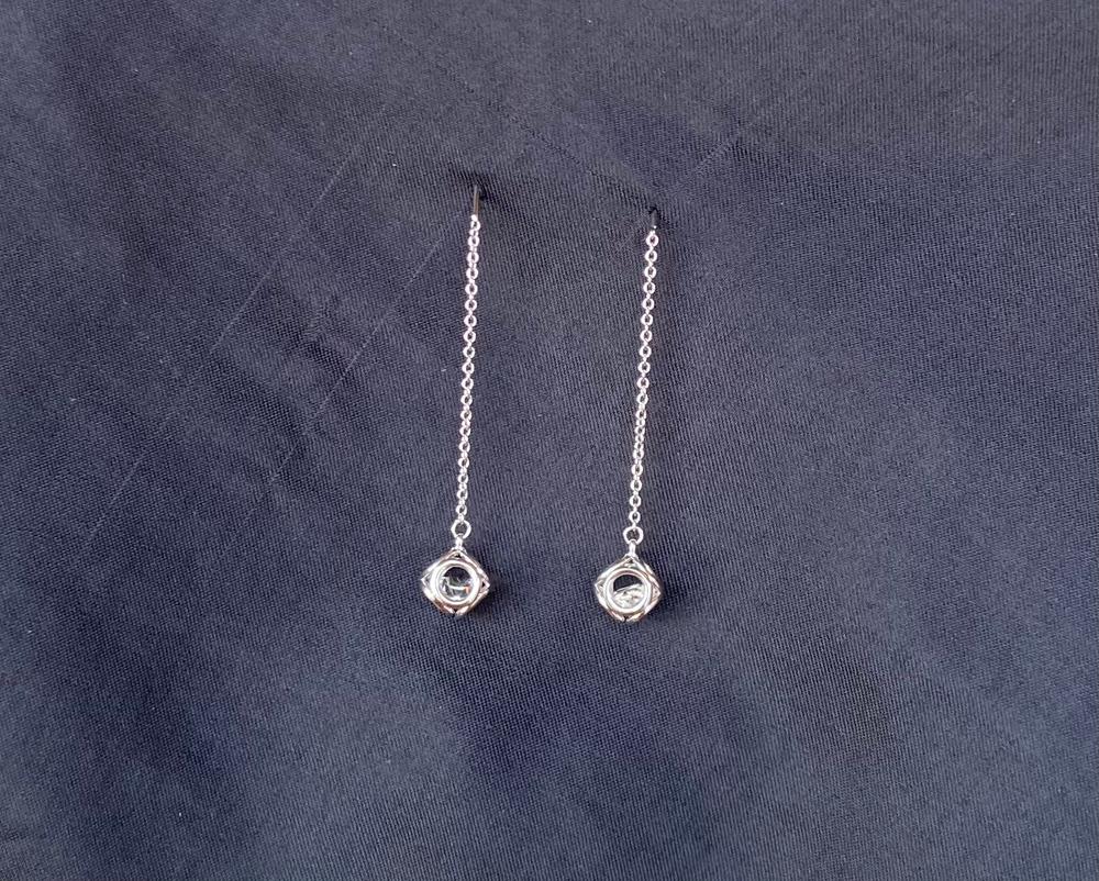 Lena 18k White Gold Drop Earrings with Swarovski Crystals - Customer Photo From Carroll