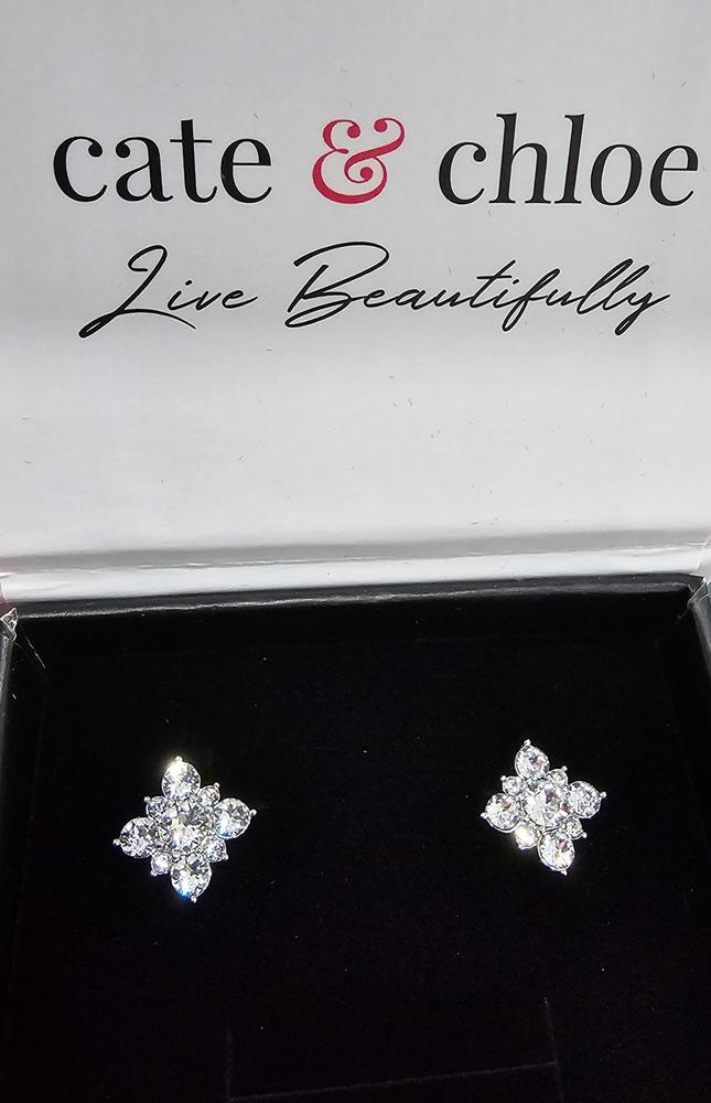 Macie 18k White Gold Plated Cluster Crystal Stud Earrings - Customer Photo From MissChristina 