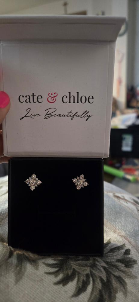 Macie 18k White Gold Plated Cluster Crystal Stud Earrings - Customer Photo From Iliana H.