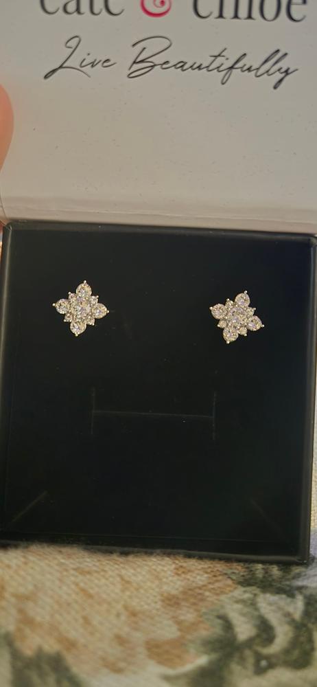 Macie 18k White Gold Plated Cluster Crystal Stud Earrings - Customer Photo From Iliana H.