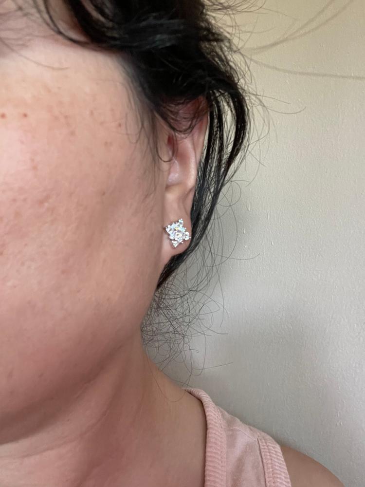 Macie 18k White Gold Plated Cluster Crystal Stud Earrings - Customer Photo From Mary