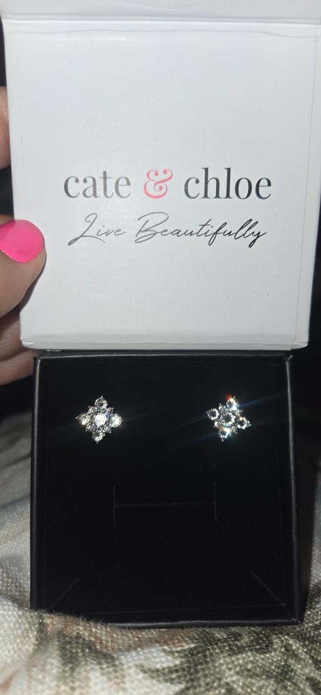 Macie 18k White Gold Plated Cluster Crystal Stud Earrings - Customer Photo From Iliana H.