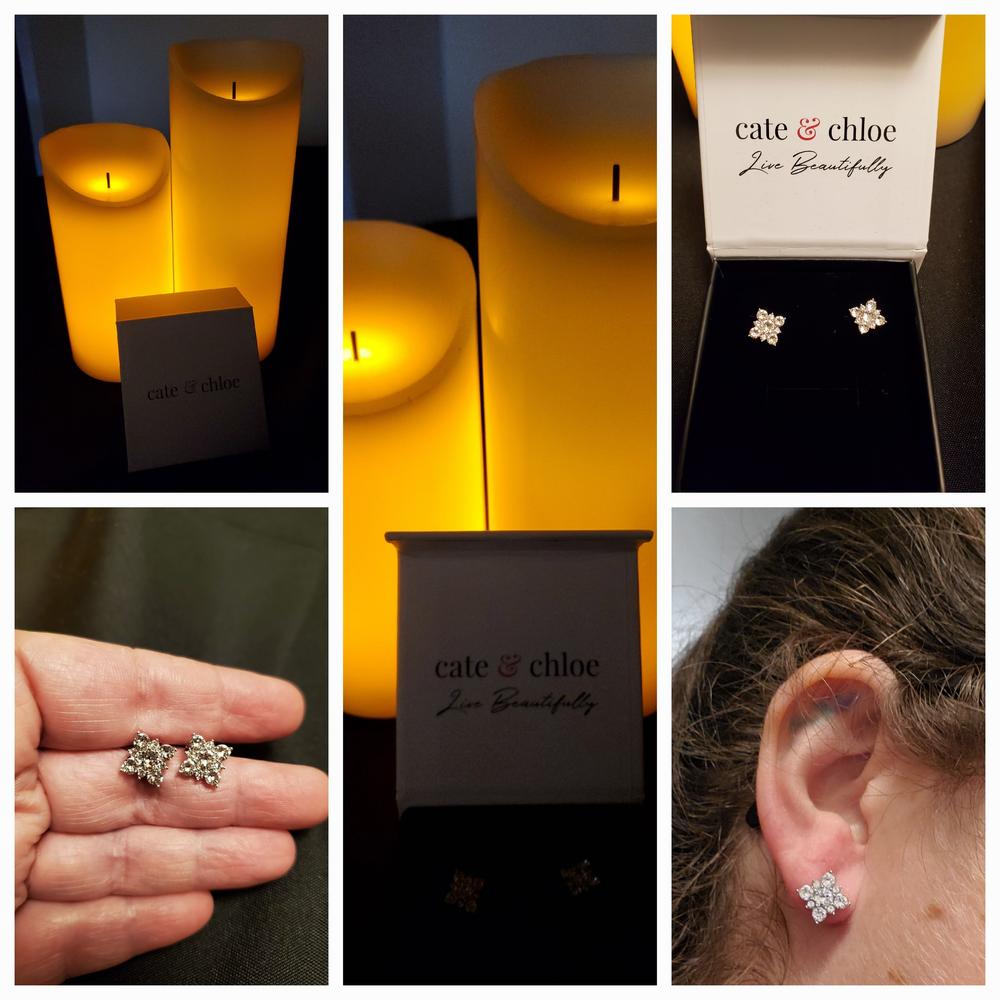 Macie 18k White Gold Plated Cluster Crystal Stud Earrings - Customer Photo From Nikki V.