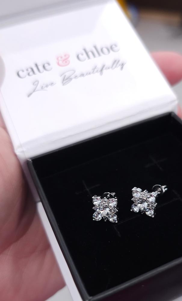 Macie 18k White Gold Plated Cluster Crystal Stud Earrings - Customer Photo From MissChristina 