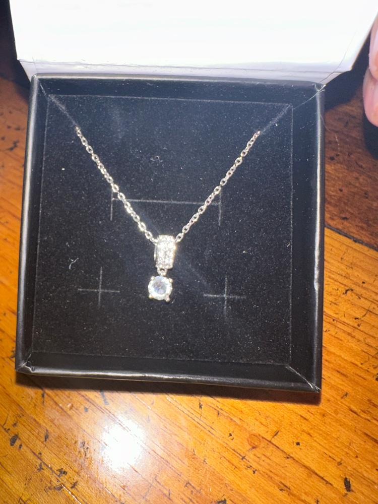 Monroe 18k White Gold Pendant Necklace with Round Cut Crystals - Customer Photo From Ann W.