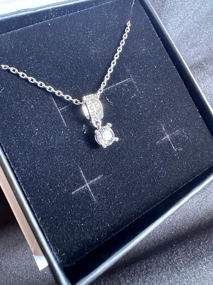 Monroe 18k White Gold Pendant Necklace with Round Cut Crystals - Customer Photo From Sue s.