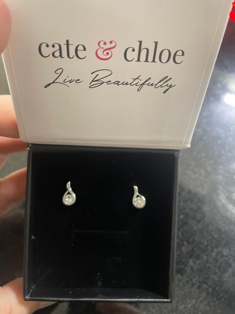 Parker 18k White Gold Plated Crystal Teardrop Stud Earrings - Customer Photo From Samantha 