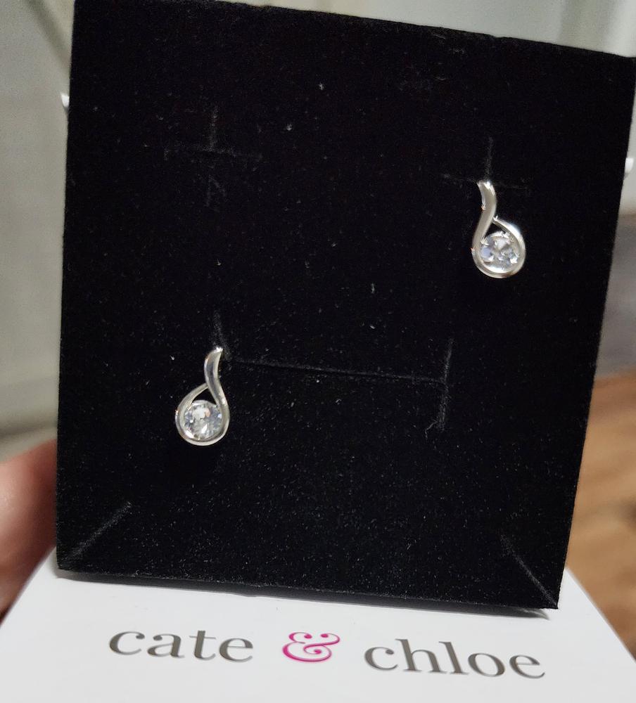 Parker 18k White Gold Plated Crystal Teardrop Stud Earrings - Customer Photo From Nana