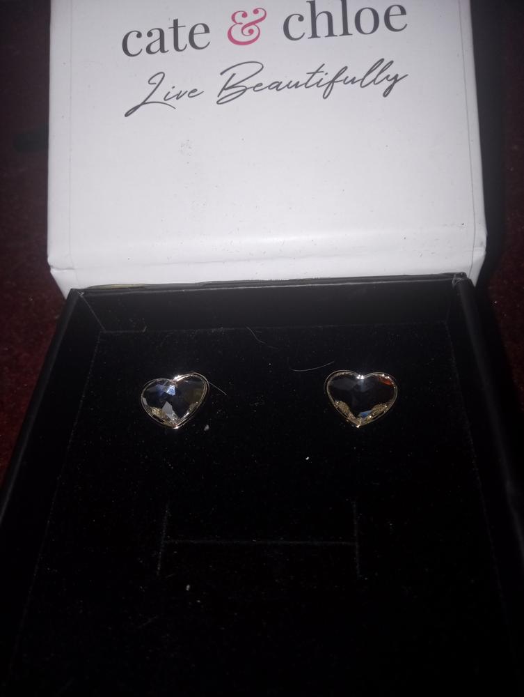 Violet 18k White Gold Plated Heart Crystal Stud Earrings - Customer Photo From Smiletv1972 