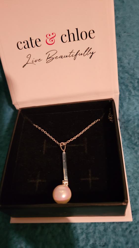 Tatum "Dignified" 18k White Gold Plated Pearl Pendant Necklace - Customer Photo From Jill R.