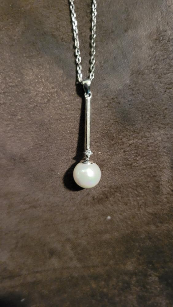 Tatum "Dignified" 18k White Gold Plated Pearl Pendant Necklace - Customer Photo From Jill R.