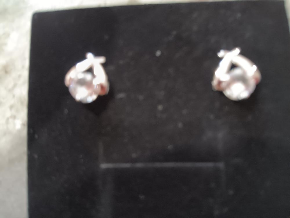 Eloise Modest 18k White Gold Plated Stud Halo Earrings with Solitaire Round Cut Swarovski Crystals - Customer Photo From Deborah S.