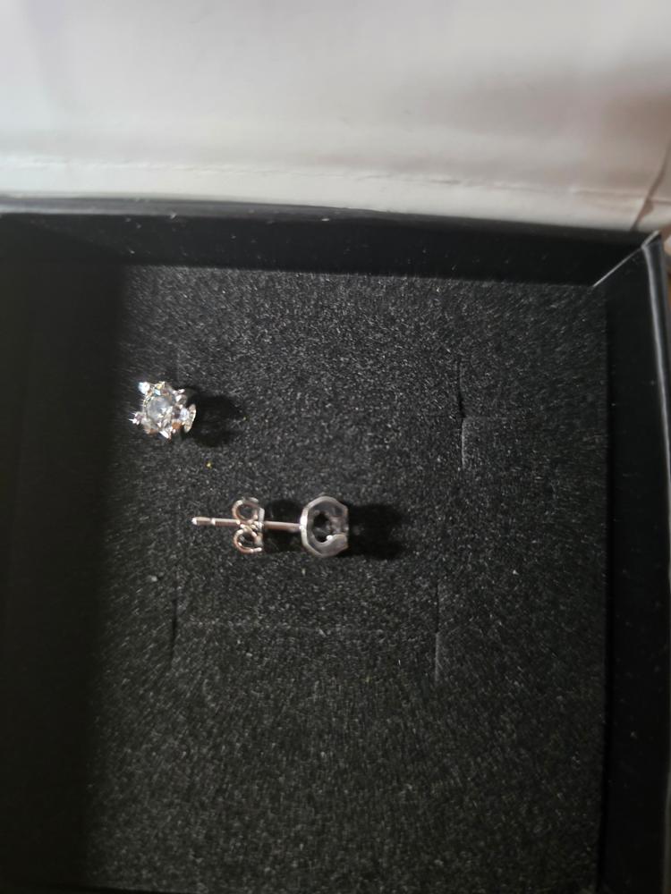 Clara 18k Gold Plated Stud Earrings with Solitaire Round Cut Simulated Diamond Crystal - Customer Photo From Ranae