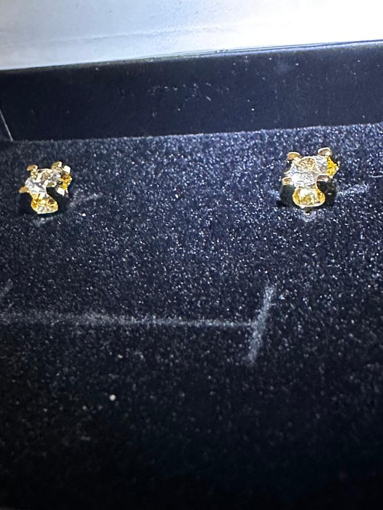 Clara 18k Gold Plated Stud Earrings with Solitaire Round Cut Simulated Diamond Crystal - Customer Photo From Ed