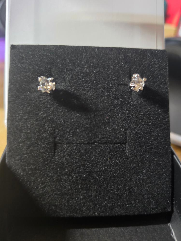 Clara 18k Gold Plated Stud Earrings with Solitaire Round Cut Simulated Diamond Crystal - Customer Photo From Ranae