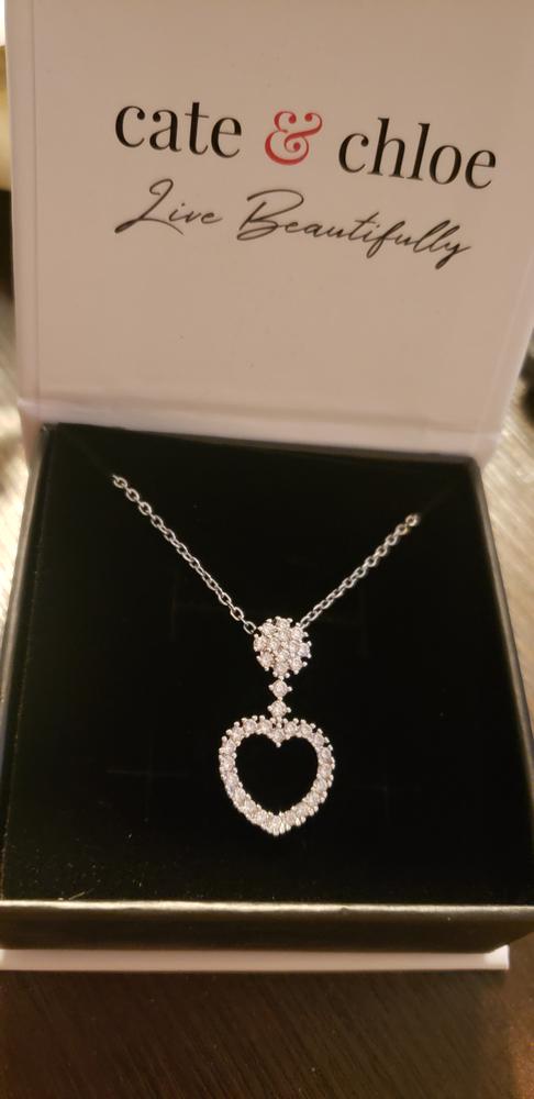 Brynn Sophisticated 18k White Gold Plated Heart Pendant Necklace - Customer Photo From Carolyn E.