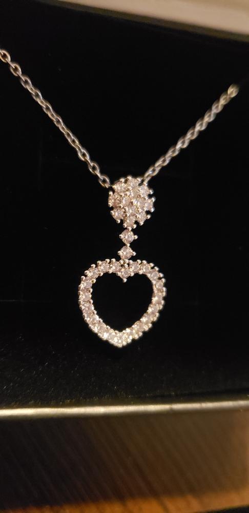 Brynn Sophisticated 18k White Gold Plated Heart Pendant Necklace - Customer Photo From Carolyn E.