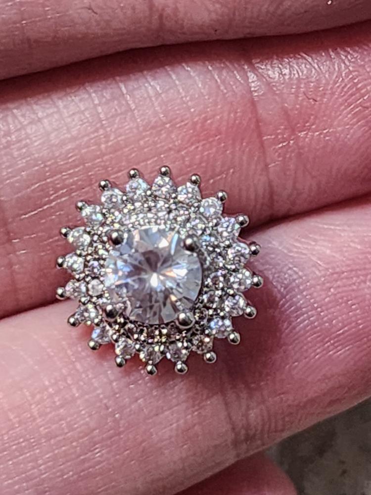 Cordelia 18k White Gold Plated Stud Earrings with Round Cut Crystals - Customer Photo From Chrissy D.