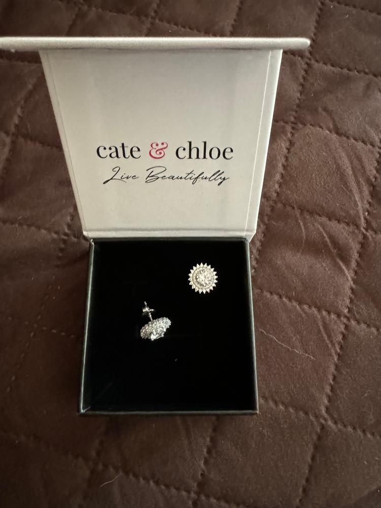 Cordelia 18k White Gold Plated Stud Earrings with Round Cut Crystals - Customer Photo From foldsct