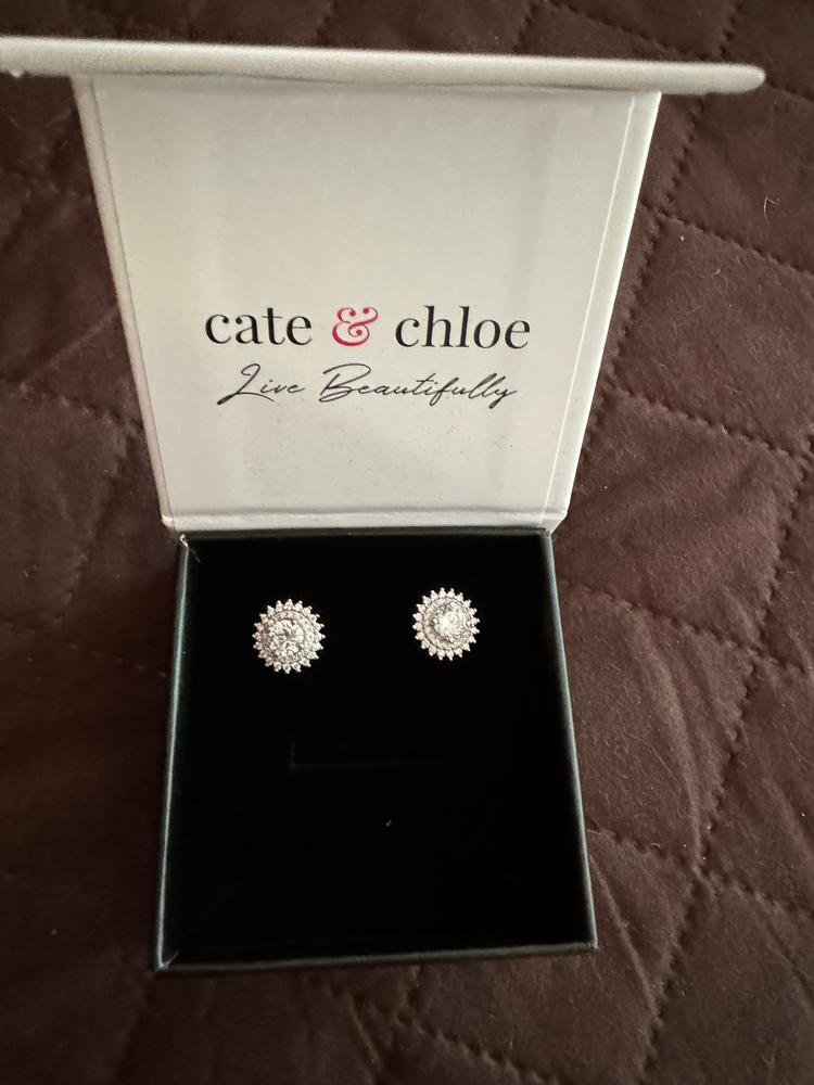 Cordelia 18k White Gold Plated Stud Earrings with Round Cut Crystals - Customer Photo From foldsct