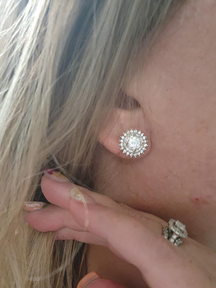 Cordelia 18k White Gold Plated Stud Earrings with Round Cut Crystals - Customer Photo From Chrissy D.