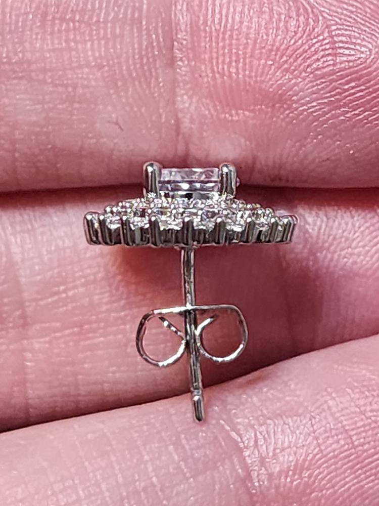 Cordelia 18k White Gold Plated Stud Earrings with Round Cut Crystals - Customer Photo From Chrissy D.