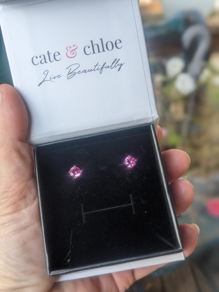 Cate & Chloe Magnolia 1Ct Sterling Silver Gemstone Stud Earrings - Customer Photo From Lei-Ann