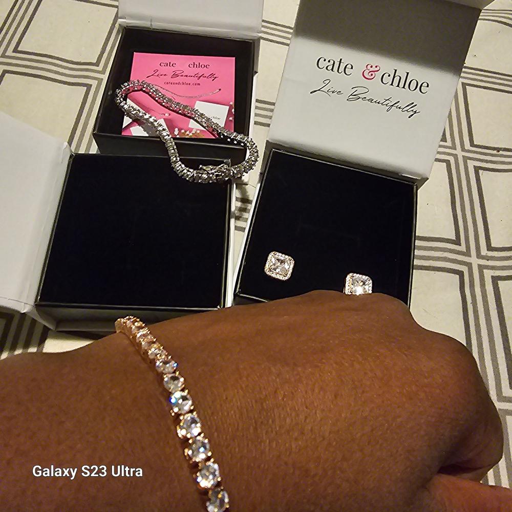 Olivia 18k White Gold Plated Tennis Bracelet with Simulated Diamond Cubic Zirconia Crystals - Customer Photo From Malikah W.