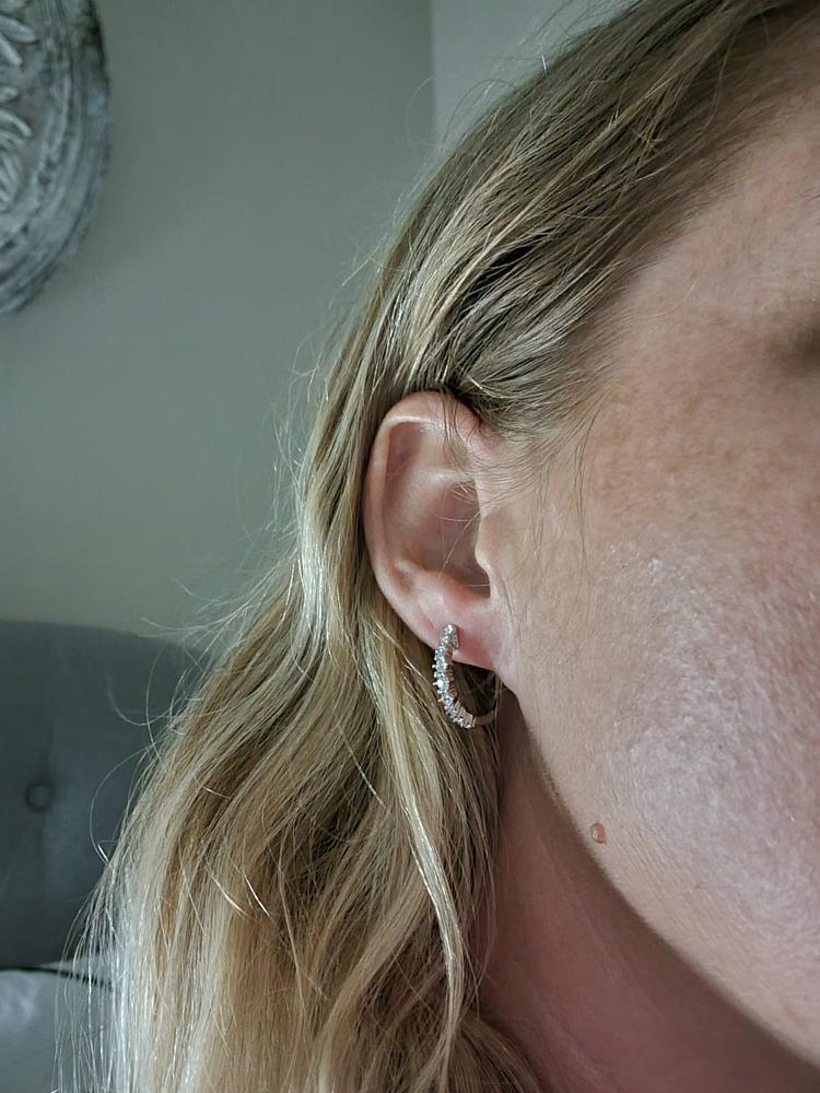 Claire 18k White Gold Plated Hoop Earrings with Swarovski Crystals - Customer Photo From Sandra F.