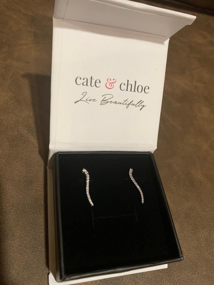 Isabella 18k White Gold Plated Sterling Silver Ear Climber Earrings with Crystals - Customer Photo From Bindu P.