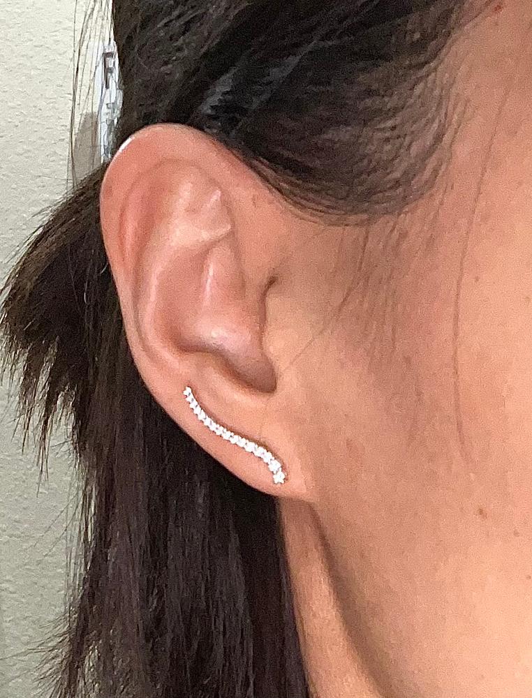 Isabella Sterling Silver Cubic Zirconia Ear Climber Earrings - Customer Photo From Jennifer L.