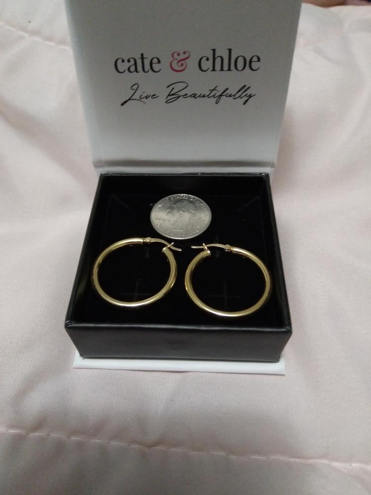 Amy Hoop Earrings - Yellow Gold Plated Hoop Earrings - Customer Photo From Lilly 