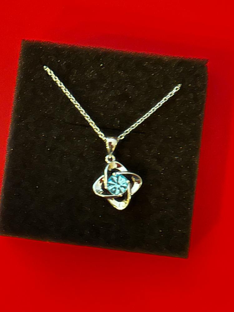 Infinity 18k White Gold Plated Birthstone Flower Necklace with Simulated Diamond Crystals - Customer Photo From Katie P.