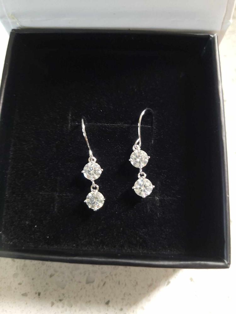 Moissanite by Cate & Chloe Talia Sterling Silver Dangle Earrings with Moissanite and 5A Cubic Zirconia Crystals - Customer Photo From tinams