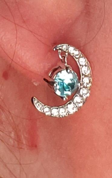 Luna Birthstone Stud Earrings 18k White Gold Plated with Round Cut Crystals - Customer Photo From Lynda